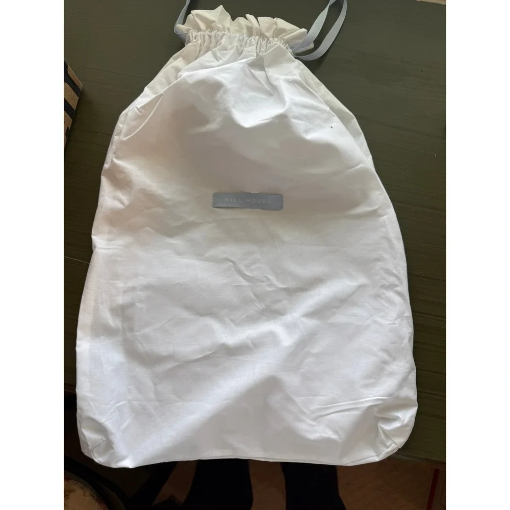 Hill House Home White Cotton Drawstring Dust Bag Blue Logo‎ 14x18 Storage Bag